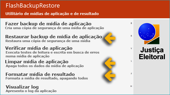 Foto do menu inicial do Flash Backup Restore