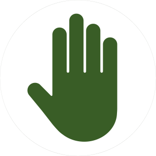 ícone de mão bloqueando passagem
