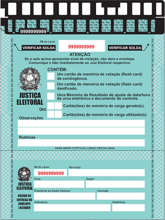 imagem de um envelope azul para condicionamento de mídias oficiais