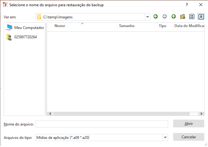 Tela mostrando o local em que foi salva a imagem com o arquivo compactado e criptografado com a mídia de aplicação.