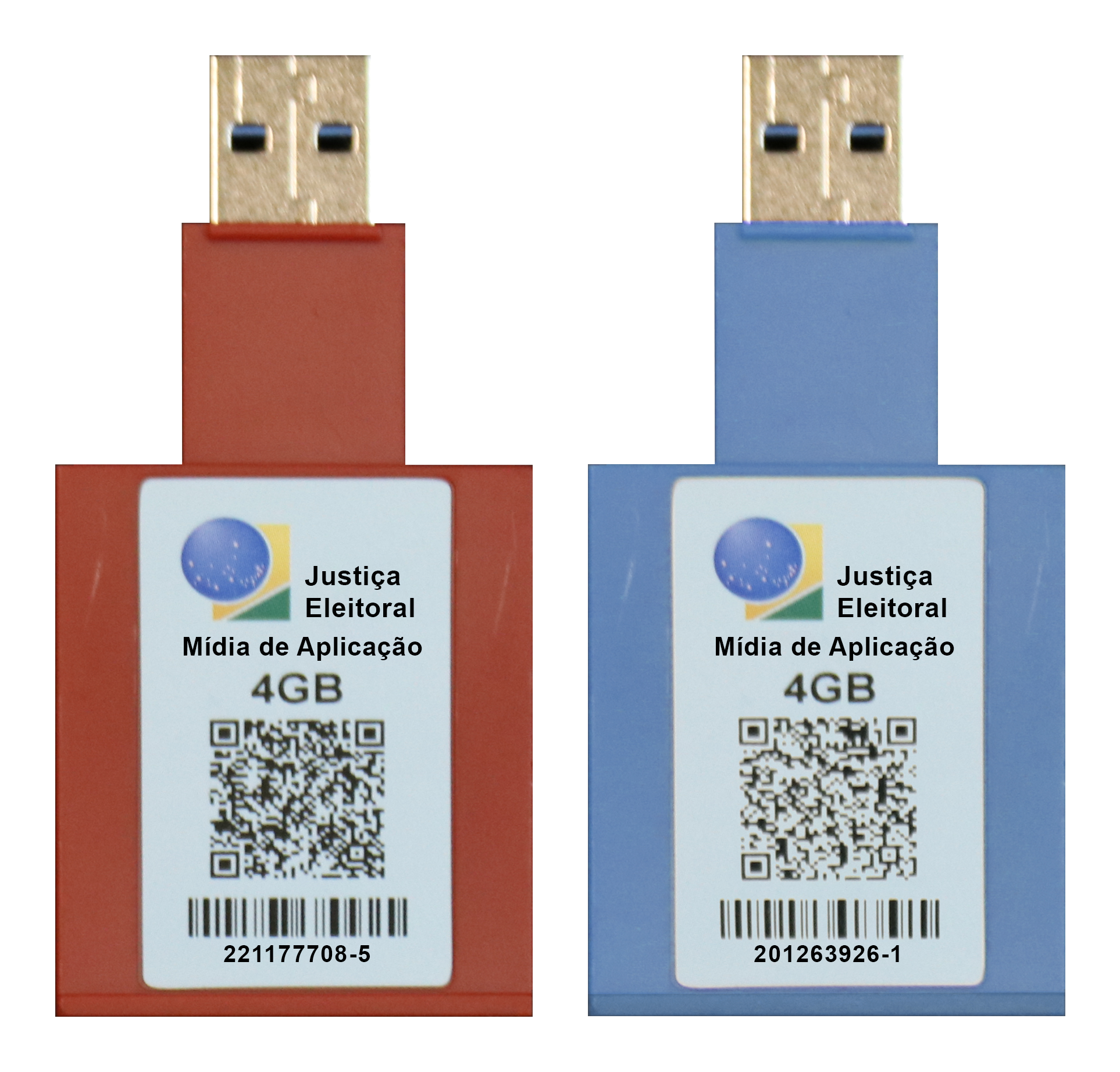 Imagem de duas mídias de aplicação nas cores azul e vermelha