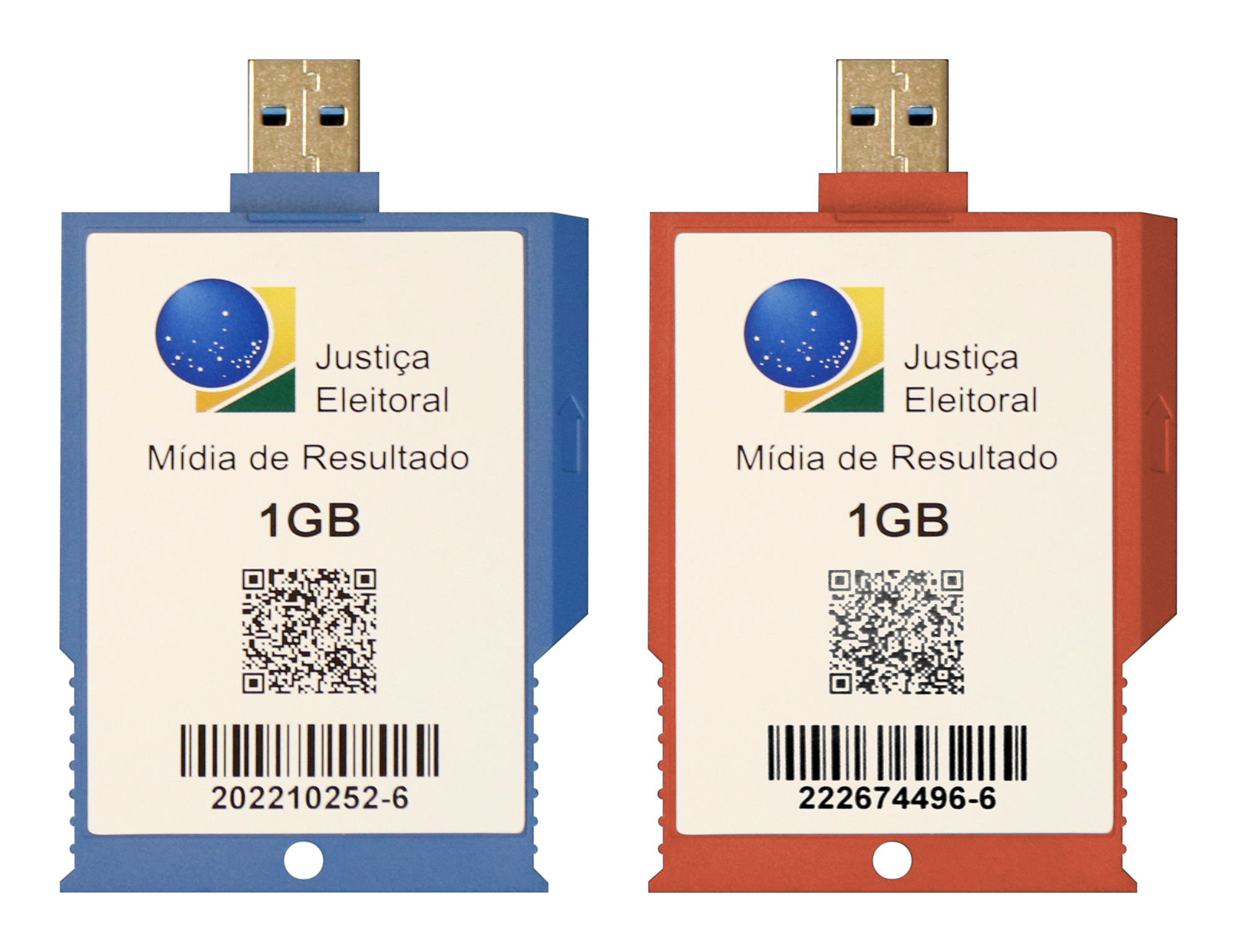 Imagem de duas mídias de resultado (MR) nas cores azul e vermelha