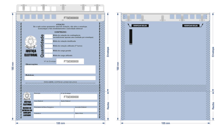 Imagem do envelope de segurança para armazenamento das mídias oficiais.