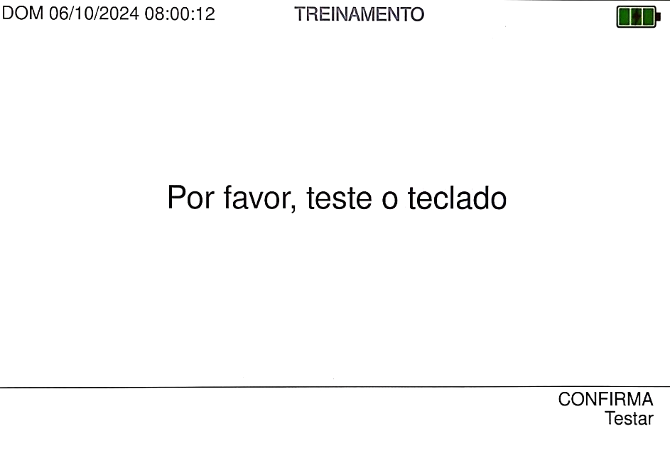 Imagem da tela da urna com os dizeres: Por favor, teste o teclado